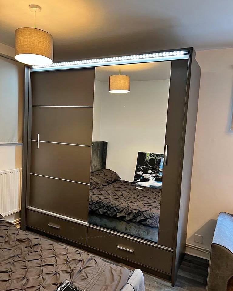 205 cm Florence Modern Full Mirror sliding door wardrobe