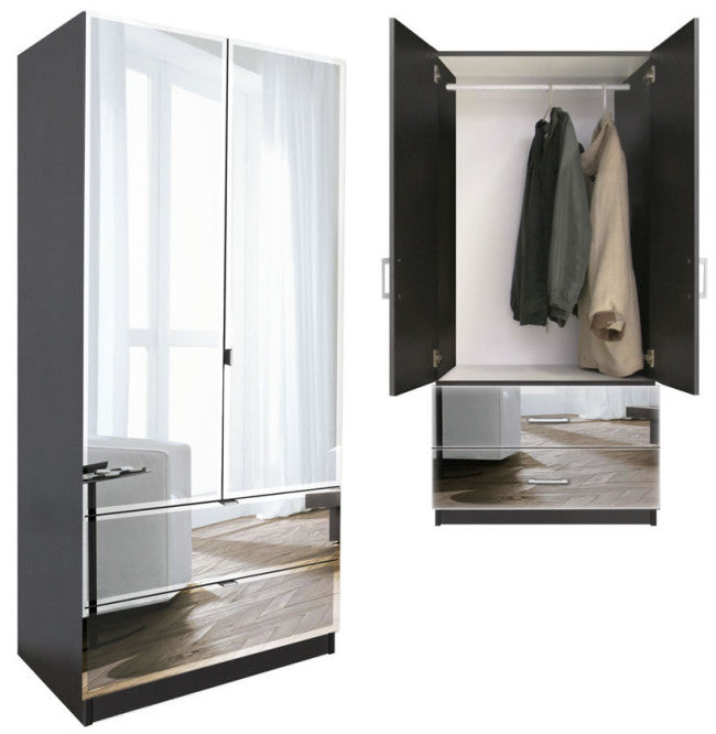 Two Door Full Mirror Wardrobe – Complete Bedroom Set