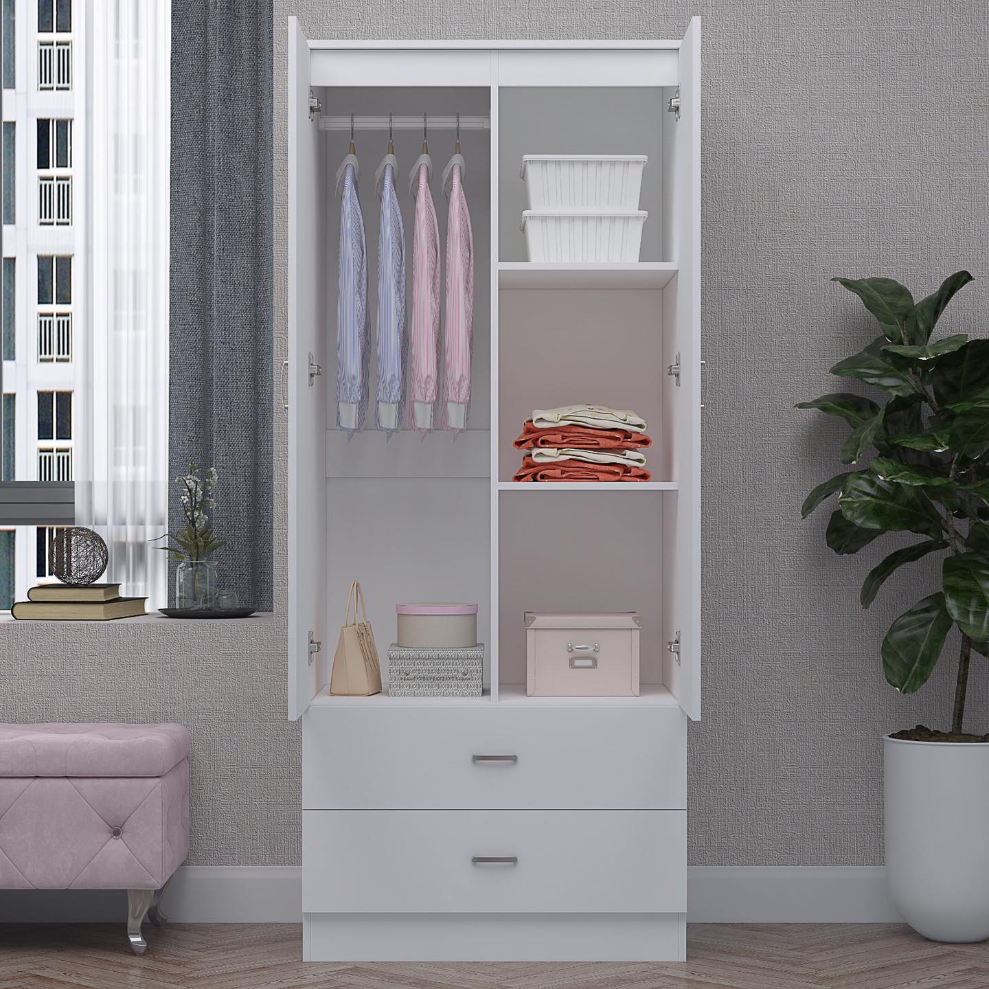 Premium Two Door Wardrobe Set – UkFurnitureMart