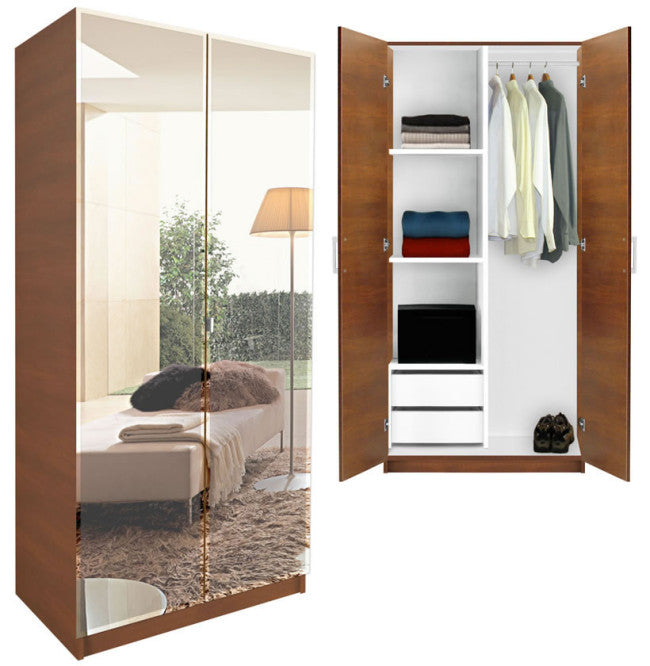 Two Door Full Mirror Wardrobe – Complete Bedroom Set